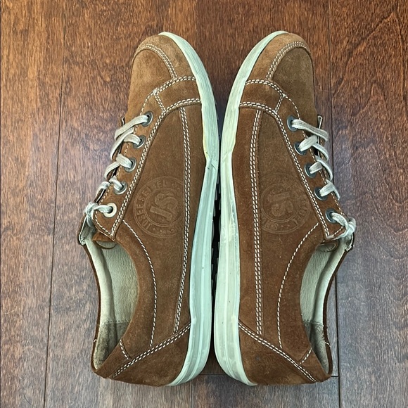 Josef Seibel Cognac Brown Suede Sneakers, Classic Lace-Up Design, Size 8 - Picture 4 of 16